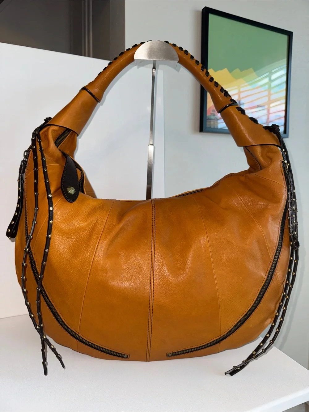 ORYANY Naimi Hobo Bag Whipstitch Slouchy Shoulder Bag Boho Chic